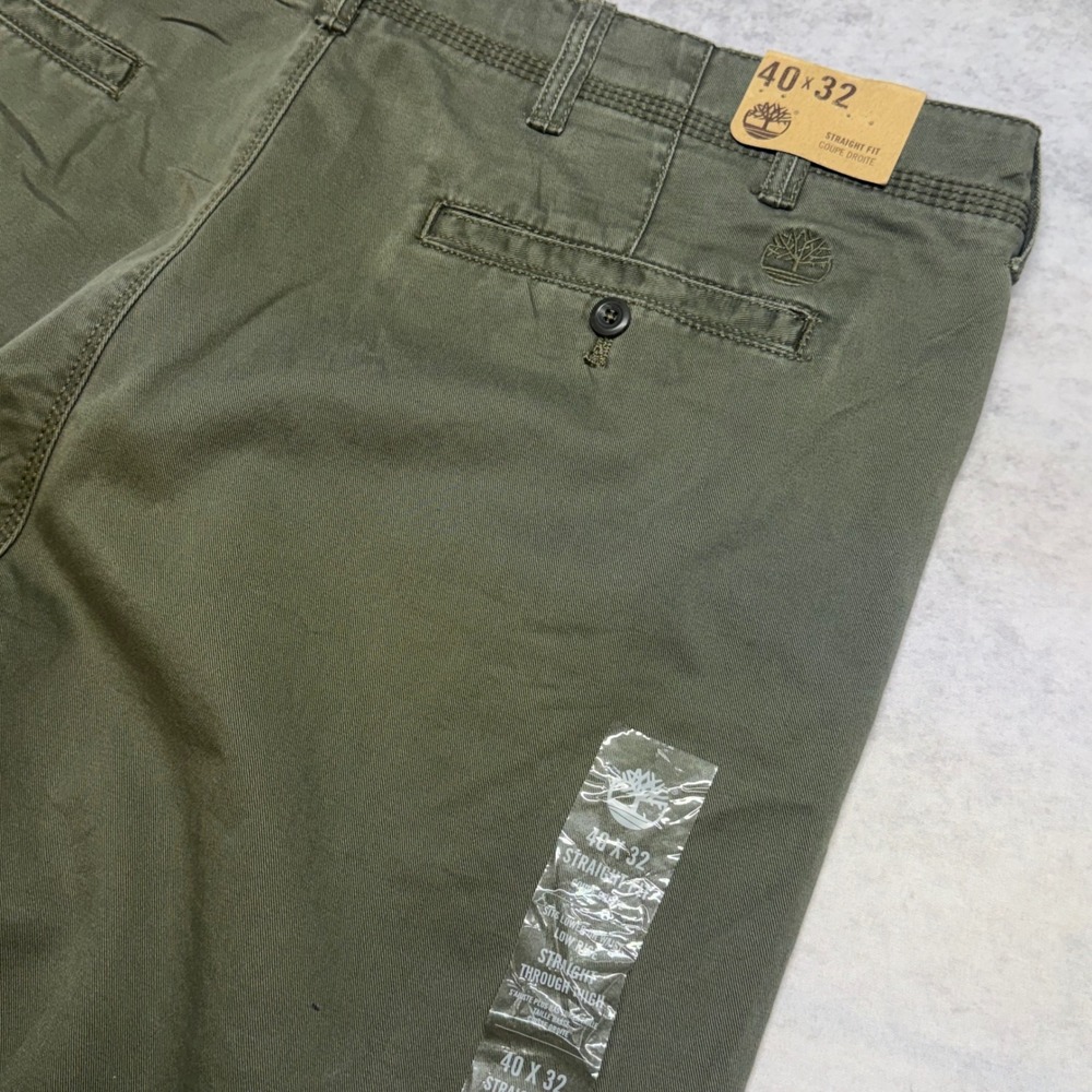 NWT Timberland Straight Fit Mens 40x32 Grape Leaf Green Cotton Chino Work Pants - Picture 4 of 11